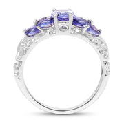 Bids.com 1.63 Carat Genuine Tanzanite .925 Sterling Silver Ring Rings White Smoke size 6.00,size 7.00,size 8.00,size 9.00,size 5.00