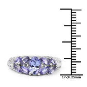 Bids.com 1.63 Carat Genuine Tanzanite .925 Sterling Silver Ring Rings White Smoke size 6.00,size 7.00,size 8.00,size 9.00,size 5.00