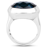 Bids.com 10.25 Carat Genuine London Blue Topaz .925 Sterling Silver Ring Rings White Smoke size 5.00,size 6.00,size 7.00,size 8.00,size 9.00