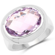 Bids.com 8.00 Carat Genuine Pink Amethyst .925 Sterling Silver Ring Rings White Smoke size 5.00,size 6.00,size 9.00,size 7.00,size 8.00