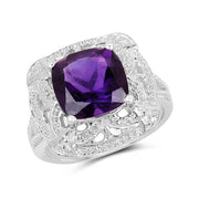 Bids.com 4.35 Carat Genuine Amethyst .925 Sterling Silver Ring Rings White Smoke size 6.00,size 7.00,size 8.00,size 9.00,size 5.00,size 10.00