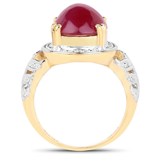 Bids.com 14K Yellow Gold Plated 4.46 Carat Genuine Glass Filled Ruby .925 Sterling Silver Ring Rings White Smoke size 6.00,size 8.00,size 7.00,size 9.00,size 5.00