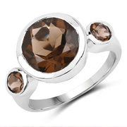 Bids.com 3.56 Carat Genuine Smoky Quartz .925 Sterling Silver Ring Rings White Smoke size 6.00,size 7.00,size 8.00,size 9.00