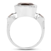 Bids.com 3.56 Carat Genuine Smoky Quartz .925 Sterling Silver Ring Rings White Smoke size 6.00,size 7.00,size 8.00,size 9.00