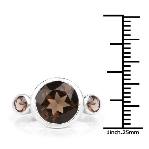 Bids.com 3.56 Carat Genuine Smoky Quartz .925 Sterling Silver Ring Rings White Smoke size 6.00,size 7.00,size 8.00,size 9.00