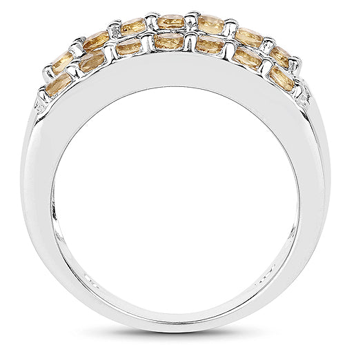 Bids.com 3.08 Carat Genuine Citrine .925 Sterling Silver Ring Rings White Smoke size 5.00,size 9.00,size 6.00,size 7.00,size 8.00