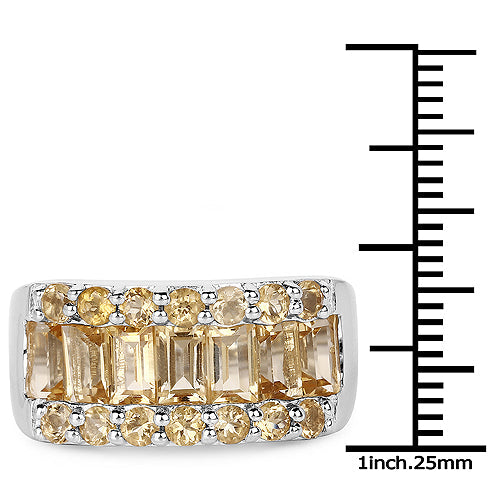 Bids.com 3.08 Carat Genuine Citrine .925 Sterling Silver Ring Rings White Smoke size 5.00,size 9.00,size 6.00,size 7.00,size 8.00