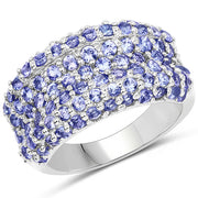 Bids.com 2.47 Carat Genuine Tanzanite .925 Sterling Silver Ring Rings White Smoke size 7.00,size 8.00,size 6.00,size 9.00