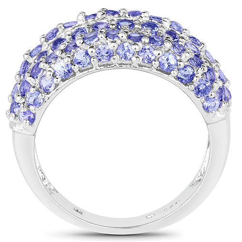 Bids.com 2.47 Carat Genuine Tanzanite .925 Sterling Silver Ring Rings White Smoke size 7.00,size 8.00,size 6.00,size 9.00