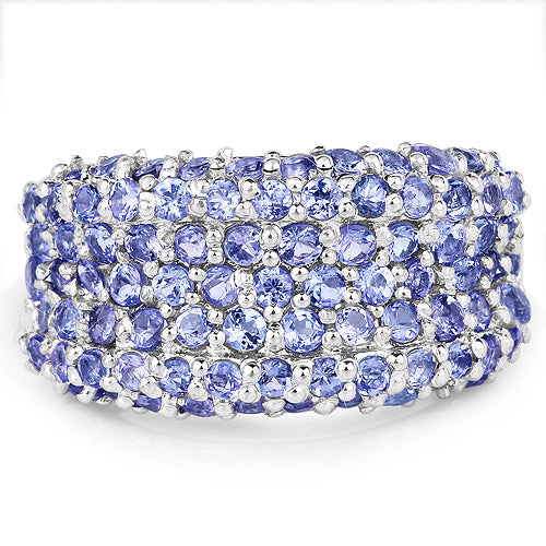 Bids.com 2.47 Carat Genuine Tanzanite .925 Sterling Silver Ring Rings White Smoke size 7.00,size 8.00,size 6.00,size 9.00