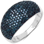 Bids.com 0.99 Carat Genuine Blue Diamond Sterling Silver Ring Rings White Smoke size 6.00,size 7.00,size 8.00