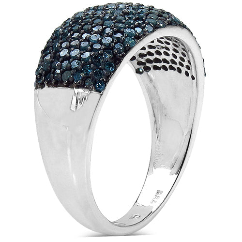 Bids.com 0.99 Carat Genuine Blue Diamond Sterling Silver Ring Rings White Smoke size 6.00,size 7.00,size 8.00