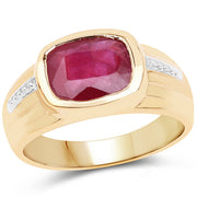 Bids.com 14K Yellow Gold Plated 3.50 Carat Genuine Glass Filled Ruby .925 Sterling Silver Ring Rings White Smoke size 6.00,size 7.00,size 8.00,size 9.00,size 7.50,size 5.00