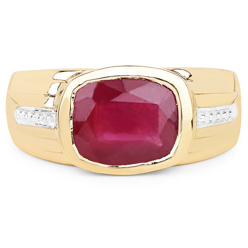 Bids.com 14K Yellow Gold Plated 3.50 Carat Genuine Glass Filled Ruby .925 Sterling Silver Ring Rings Wheat size 6.00,size 7.00,size 8.00,size 9.00,size 7.50,size 5.00
