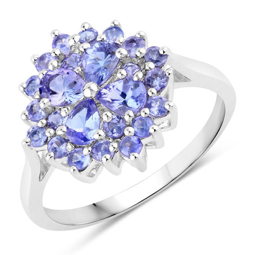 Bids.com 1.16 Carat Genuine Tanzanite .925 Sterling Silver Ring Rings White Smoke size 6.00,size 7.00,size 8.00,size 5.00,size 9.00