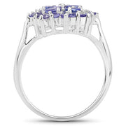 Bids.com 1.16 Carat Genuine Tanzanite .925 Sterling Silver Ring Rings White Smoke size 6.00,size 7.00,size 8.00,size 5.00,size 9.00