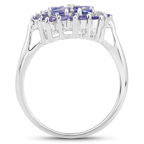 Bids.com 1.16 Carat Genuine Tanzanite .925 Sterling Silver Ring Rings White Smoke size 6.00,size 7.00,size 8.00,size 5.00,size 9.00