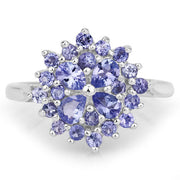 Bids.com 1.16 Carat Genuine Tanzanite .925 Sterling Silver Ring Rings White Smoke size 6.00,size 7.00,size 8.00,size 5.00,size 9.00