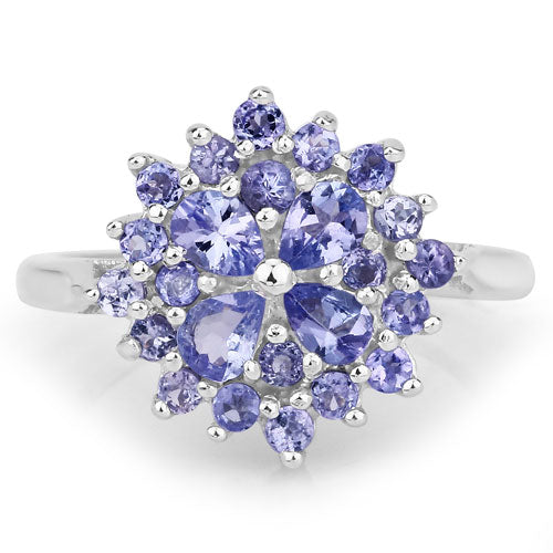 Bids.com 1.16 Carat Genuine Tanzanite .925 Sterling Silver Ring Rings White Smoke size 6.00,size 7.00,size 8.00,size 5.00,size 9.00