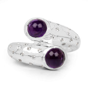 Bids.com 2.31 Carat Genuine Amethyst and White Topaz .925 Sterling Silver Ring Rings White Smoke size 7.00,size 5.00,size 6.00,size 8.00,size 9.00,size 10.00
