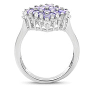 Bids.com 2.40 Carat Genuine Tanzanite and White Topaz .925 Sterling Silver Ring Rings White Smoke size 6.00,size 7.00,size 8.00,size 9.00