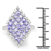 Bids.com 2.40 Carat Genuine Tanzanite and White Topaz .925 Sterling Silver Ring Rings White Smoke size 6.00,size 7.00,size 8.00,size 9.00