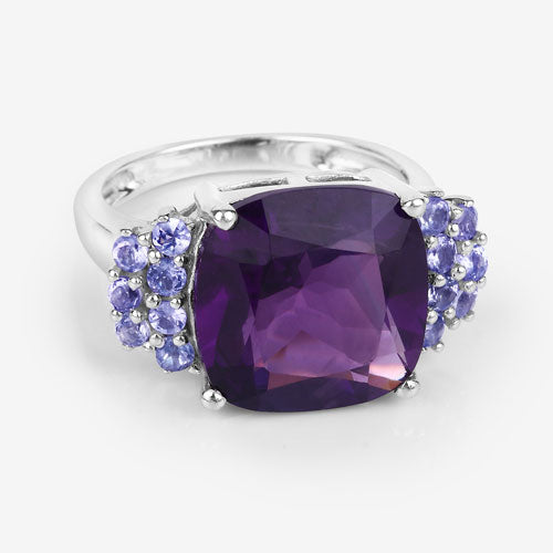 Bids.com 6.34 Carat Genuine Amethyst and Tanzanite .925 Sterling Silver Ring Rings Lavender size 6.00,size 9.00,size 10.00,size 7.00,size 8.00,size 5.00
