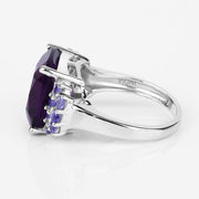 Bids.com 6.34 Carat Genuine Amethyst and Tanzanite .925 Sterling Silver Ring Rings White Smoke size 6.00,size 9.00,size 10.00,size 7.00,size 8.00,size 5.00