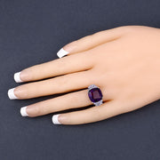 Bids.com 6.34 Carat Genuine Amethyst and Tanzanite .925 Sterling Silver Ring Rings Peach Puff size 6.00,size 9.00,size 10.00,size 7.00,size 8.00,size 5.00