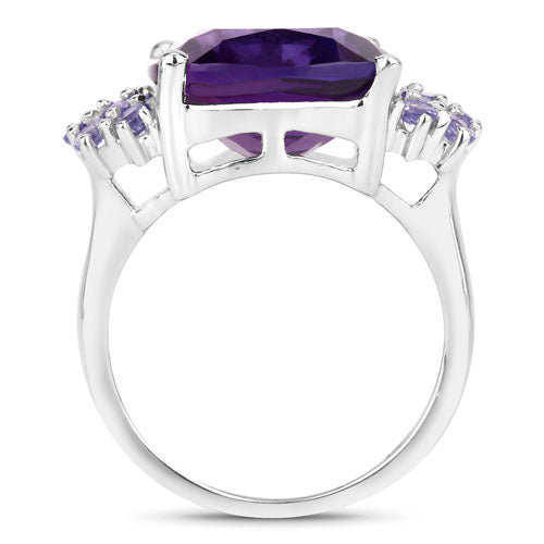 Bids.com 6.34 Carat Genuine Amethyst and Tanzanite .925 Sterling Silver Ring Rings White Smoke size 6.00,size 9.00,size 10.00,size 7.00,size 8.00,size 5.00