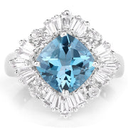 Bids.com 5.19 Carat Genuine London Blue Topaz & White Topaz .925 Sterling Silver Ring Rings White Smoke size 8.00,size 6.00,size 7.00,size 9.00,size 5.00