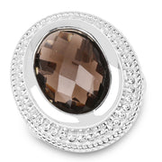 Bids.com 7.90 Carat Genuine Smoky Quartz .925 Sterling Silver Ring Rings White Smoke size 6.00,size 8.00,size 9.00,size 10.00,size 7.00,size 5.00