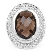 Bids.com 7.90 Carat Genuine Smoky Quartz .925 Sterling Silver Ring Rings White Smoke size 6.00,size 8.00,size 9.00,size 10.00,size 7.00,size 5.00