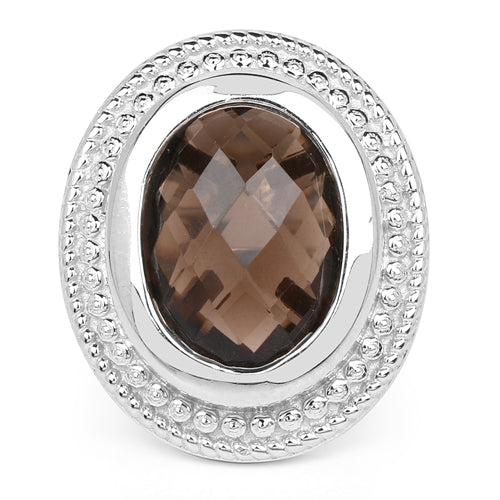 Bids.com 7.90 Carat Genuine Smoky Quartz .925 Sterling Silver Ring Rings White Smoke size 6.00,size 8.00,size 9.00,size 10.00,size 7.00,size 5.00