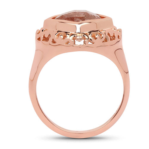 Bids.com 14K Rose Gold Plated 3.25 Carat Genuine Pink Rutile .925 Sterling Silver Ring Rings White Smoke size 8.00,size 6.00,size 7.00,size 9.00,size 10.00,size 5.00