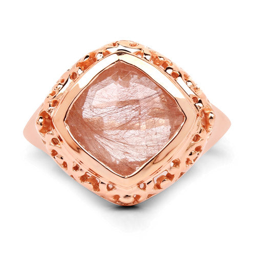 Bids.com 14K Rose Gold Plated 3.25 Carat Genuine Pink Rutile .925 Sterling Silver Ring Rings White Smoke size 8.00,size 6.00,size 7.00,size 9.00,size 10.00,size 5.00