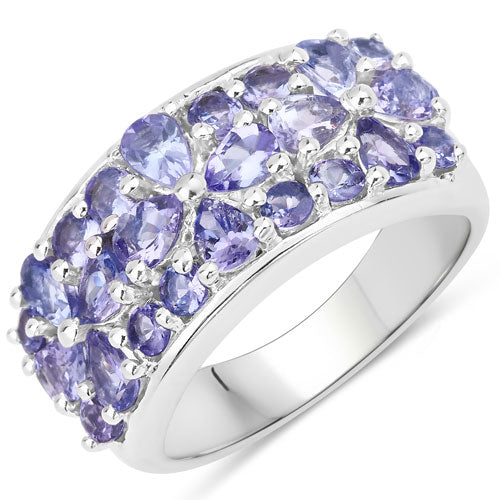 Bids.com 2.52 Carat Genuine Tanzanite .925 Sterling Silver Ring Rings White Smoke size 6.00,size 7.00,size 8.00,size 9.00