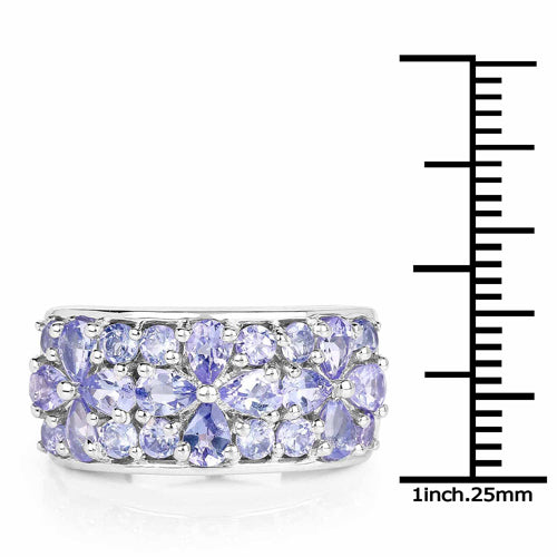Bids.com 2.52 Carat Genuine Tanzanite .925 Sterling Silver Ring Rings White Smoke size 6.00,size 7.00,size 8.00,size 9.00