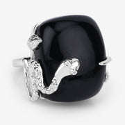 Bids.com 21.04 Carat Genuine Black Onyx and White Topaz .925 Sterling Silver Ring Rings White Smoke size 5.00,size 6.00,size 7.00,size 8.00,size 9.00