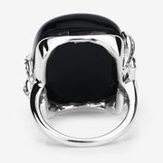 Bids.com 21.04 Carat Genuine Black Onyx and White Topaz .925 Sterling Silver Ring Rings Black size 5.00,size 6.00,size 7.00,size 8.00,size 9.00