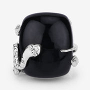 Bids.com 21.04 Carat Genuine Black Onyx and White Topaz .925 Sterling Silver Ring Rings Black size 5.00,size 6.00,size 7.00,size 8.00,size 9.00