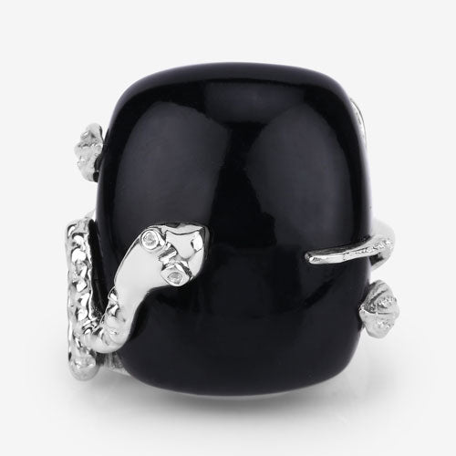 Bids.com 21.04 Carat Genuine Black Onyx and White Topaz .925 Sterling Silver Ring Rings Black size 5.00,size 6.00,size 7.00,size 8.00,size 9.00