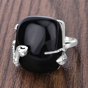Bids.com 21.04 Carat Genuine Black Onyx and White Topaz .925 Sterling Silver Ring Rings Dim Gray size 5.00,size 6.00,size 7.00,size 8.00,size 9.00