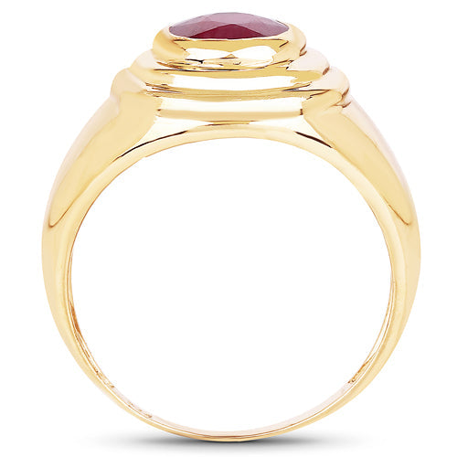 Bids.com 14K Yellow Gold Plated 1.65 Carat Genuine Glass Filled Ruby .925 Sterling Silver Ring Rings White Smoke size 6.00,size 7.00,size 8.00,size 9.00,size 5.00