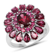 Bids.com 6.19 Carat Genuine Rhodolite and White Topaz .925 Sterling Silver Ring Rings White Smoke size 9.00,size 5.00,size 6.00,size 7.00,size 8.00,size 10.00
