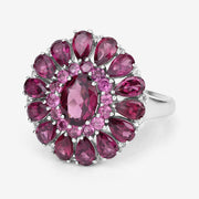 Bids.com 6.19 Carat Genuine Rhodolite and White Topaz .925 Sterling Silver Ring Rings White Smoke size 9.00,size 5.00,size 6.00,size 7.00,size 8.00,size 10.00