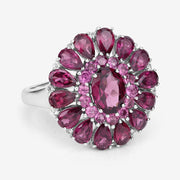 Bids.com 6.19 Carat Genuine Rhodolite and White Topaz .925 Sterling Silver Ring Rings White Smoke size 9.00,size 5.00,size 6.00,size 7.00,size 8.00,size 10.00