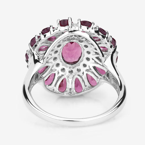 Bids.com 6.19 Carat Genuine Rhodolite and White Topaz .925 Sterling Silver Ring Rings White Smoke size 9.00,size 5.00,size 6.00,size 7.00,size 8.00,size 10.00