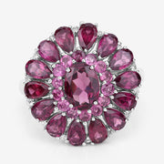 Bids.com 6.19 Carat Genuine Rhodolite and White Topaz .925 Sterling Silver Ring Rings White Smoke size 9.00,size 5.00,size 6.00,size 7.00,size 8.00,size 10.00
