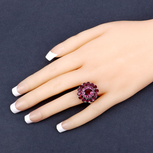 Bids.com 6.19 Carat Genuine Rhodolite and White Topaz .925 Sterling Silver Ring Rings Bisque size 9.00,size 5.00,size 6.00,size 7.00,size 8.00,size 10.00